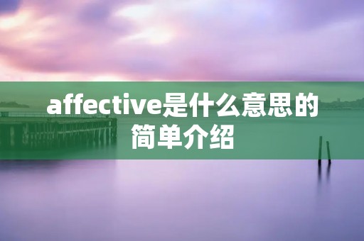 affective是什么意思的简单介绍