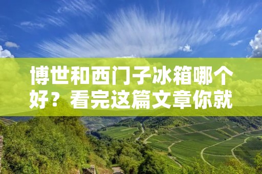 博世和西门子冰箱哪个好?看完这篇文章你就知道了! 博世和西门子冰箱哪个好?看完这篇文章你就知道了!