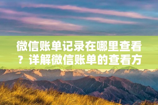 微信账单记录在哪里查看?详解微信账单的查看方法