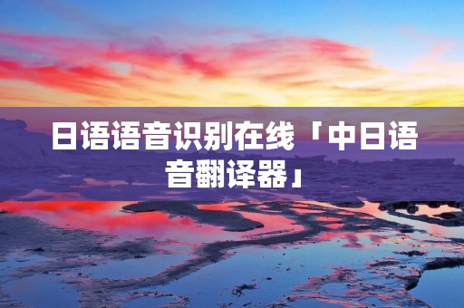 日语语音识别在线「中日语音翻译器」