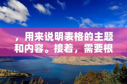 ,用来说明表格的主题和内容。接着,需要根据表格的内容和需求,设置表格的列数和行数,以及每个单元格的宽度和高度。在设置好表格的基本参数后,就可以开始填写表格的内容了。在填写表格的过程中,可以根据需要进行格式设置,如设置文字大小、颜色、加粗、斜体等,还可以设置单元格的边框线、背景色、对齐方式等。此外,在表格中还可以插入图片、超链接等元素,以丰富表格的内容和功能。