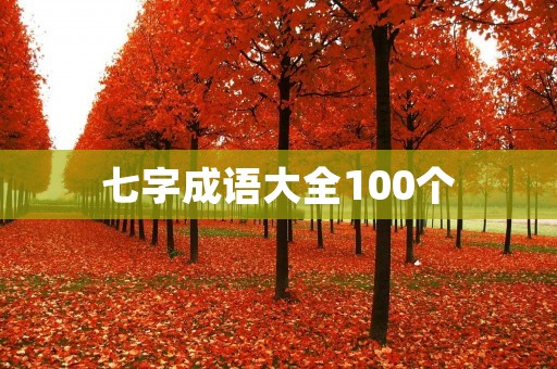 七字成语大全100个:用语言探索中华文化