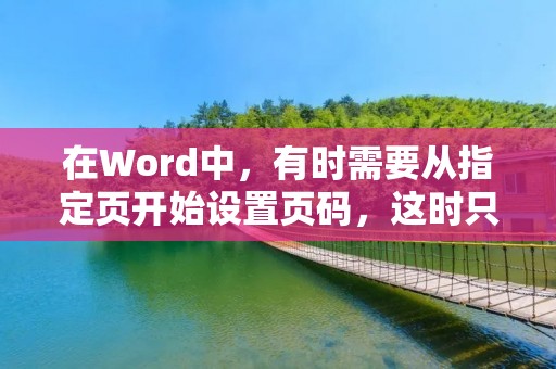 在Word中,有时需要从指定页开始设置页码,这时只需使用Word的分节功能即可实现。首先,将光标放置在指定页的上一页,然后选择“页面布局”选项卡,在“分隔符”中选择“下一页”,即可在此处插入分节符。接着,在“插入”选项卡中选择“页码”,在弹出的“页码格式”对话框中选择“从指定页开始”,输入指定页码,即可完成设置。