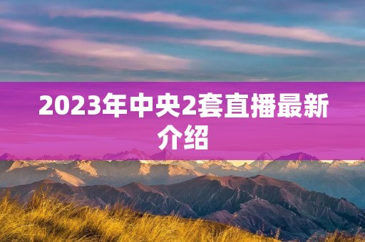 2023年中央2套直播最新介绍
