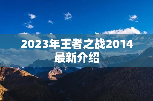 2023年王者之战2014最新介绍