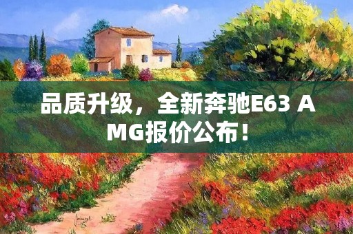 品质升级,全新奔驰E63 AMG报价公布! 品质升级,全新奔驰E63 AMG报价公布!