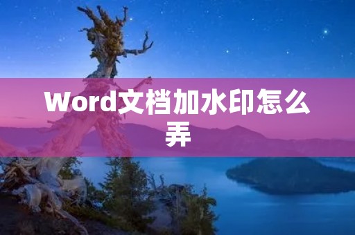 Word文档加水印怎么弄