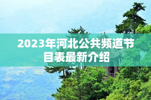 2023年河北公共频道节目表最新介绍