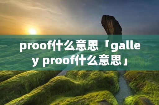 proof什么意思「galley proof什么意思」