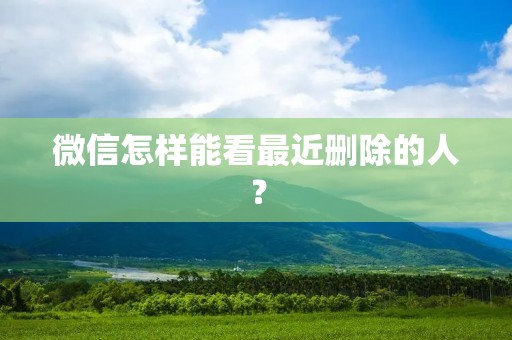微信怎样能看最近删除的人?