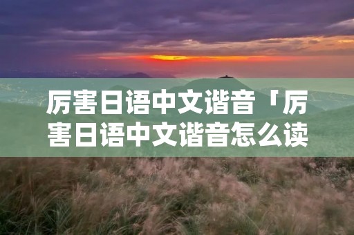 厉害日语中文谐音「厉害日语中文谐音怎么读」 厉害日语中文谐音「厉害日语中文谐音怎么读」
