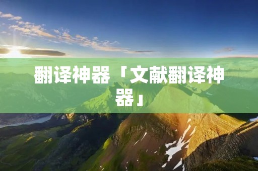翻译神器「文献翻译神器」