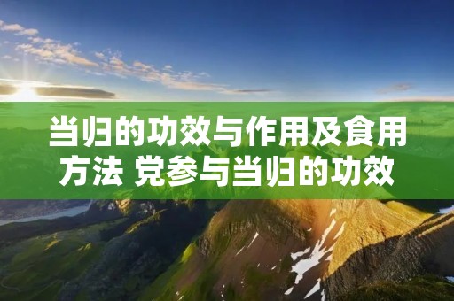 当归的功效与作用及食用方法 党参与当归的功效与作用及食用方法