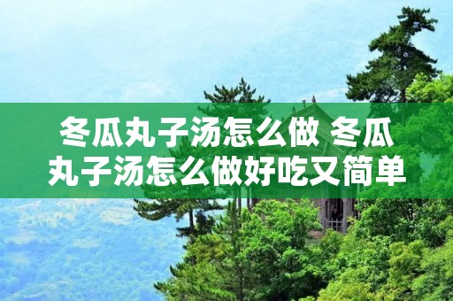 冬瓜丸子汤怎么做 冬瓜丸子汤怎么做好吃又简单窍门