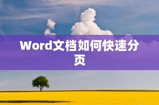 Word文档如何快速分页