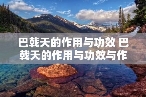 巴戟天的作用与功效 巴戟天的作用与功效与作用