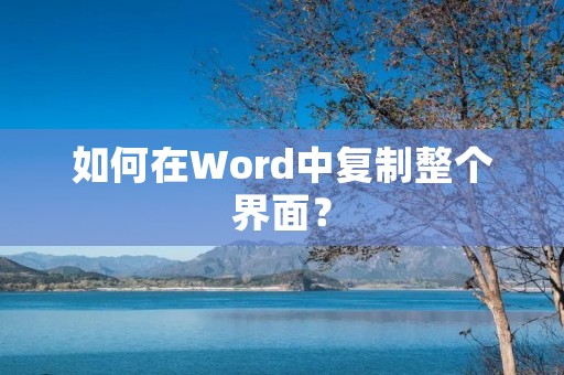 如何在Word中复制整个界面?