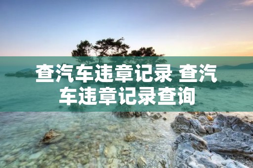 查汽车违章记录 查汽车违章记录查询