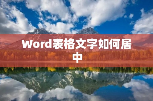 Word表格文字如何居中