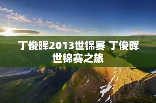 丁俊晖2013世锦赛 丁俊晖世锦赛之旅