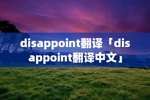 disappoint翻译「disappoint翻译中文」