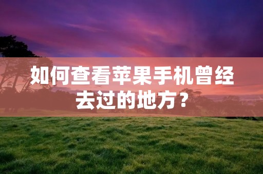 如何查看苹果手机曾经去过的地方?