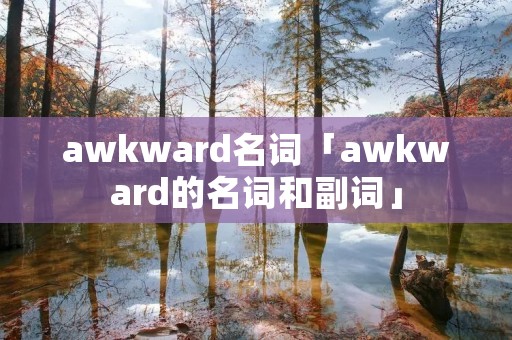 awkward名词「awkward的名词和副词」