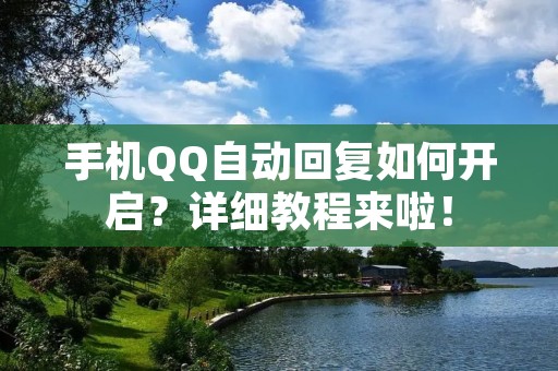 手机QQ自动回复如何开启?详细教程来啦!
