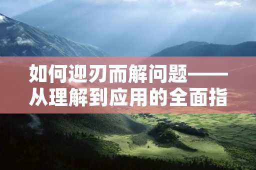 如何迎刃而解问题——从理解到应用的全面指南