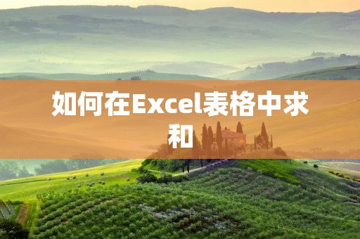如何在Excel表格中求和