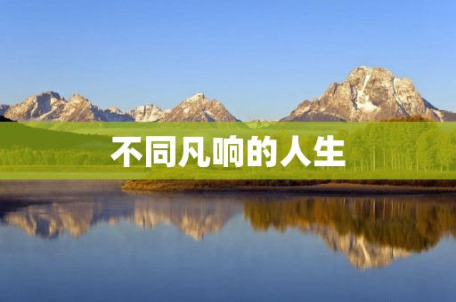 不同凡响的人生 不同凡响的人生