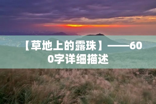 【草地上的露珠】——600字详细描述