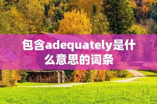 包含adequately是什么意思的词条 包含adequately是什么意思的词条