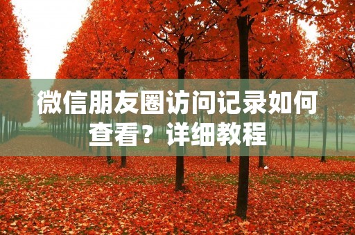 微信朋友圈访问记录如何查看?详细教程