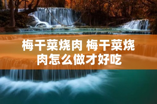 梅干菜烧肉 梅干菜烧肉怎么做才好吃