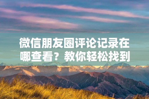 微信朋友圈评论记录在哪查看?教你轻松找到!