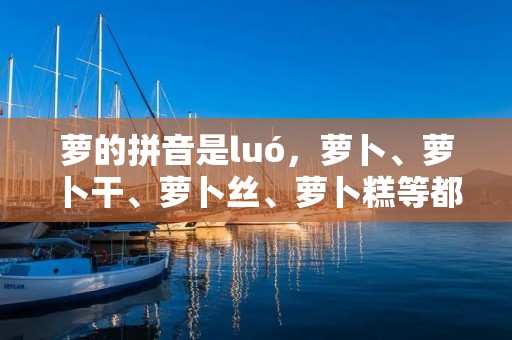 萝的拼音是luó，萝卜、萝卜干、萝卜丝、萝卜糕等都是以萝卜为主要原料的美食，萝卜的营养价值很高，含有丰富的维生素C、胡萝卜素、钾、磷等矿物质，对人体有很多好处。