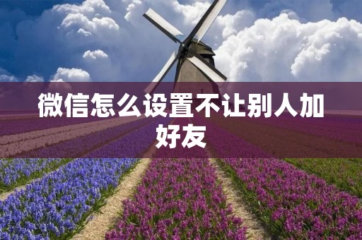 微信怎么设置不让别人加好友