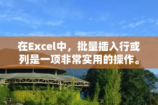 在Excel中，批量插入行或列是一项非常实用的操作。如果您需要在一个表格中插入多个行或列，手动一个一个插入显然不太现实。在这种情况下，您可以使用Excel的批量插入行或列功能，快速完成这项任务。
