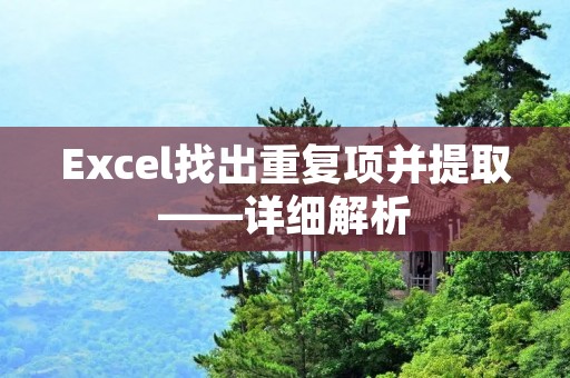 Excel找出重复项并提取——详细解析
