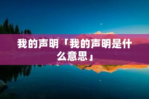 我的声明「我的声明是什么意思」