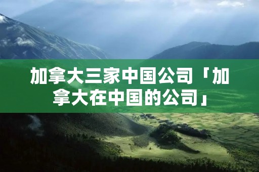 加拿大三家中国公司「加拿大在中国的公司」