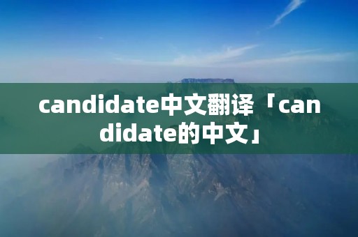 candidate中文翻译「candidate的中文」
