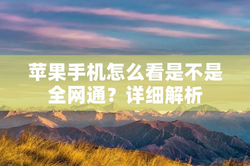 苹果手机怎么看是不是全网通?详细解析