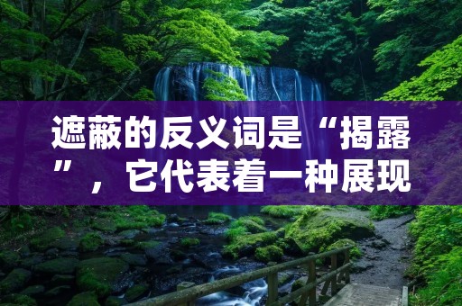 遮蔽的反义词是“揭露”,它代表着一种展现事物真相的过程,是一种对于隐藏在幕后的事情进行公开的行为。在日常生活中,我们经常会遇到需要揭露事实真相的情况,例如揭露公司内部的腐败现象、揭露政府官员的不当行为、揭露社会上的不公正现象等等。揭露的行为可以有效地提高社会公正性和透明度,使人们更加信任和尊重社会机构和权威人士。