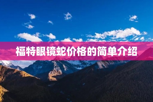 福特眼镜蛇价格的简单介绍