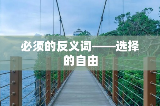 必须的反义词——选择的自由