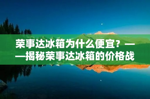 荣事达冰箱为什么便宜？——揭秘荣事达冰箱的价格战略