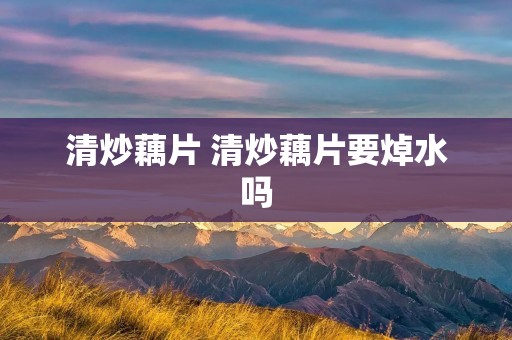 清炒藕片 清炒藕片要焯水吗