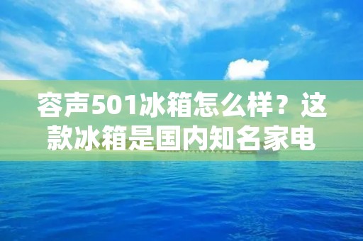 容声501冰箱怎么样?这款冰箱是国内知名家电品牌容声推出的一款家用冰箱,具有多种功能和特点。下面,我们将详细介绍容声501冰箱的各项特点,以及其使用体验。 容声501冰箱怎么样?这款冰箱是国内知名家电品牌容声推出的一款家用冰箱,具有多种功能和特点。下面,我们将详细介绍容声501冰箱的各项特点,以及其使用体验。